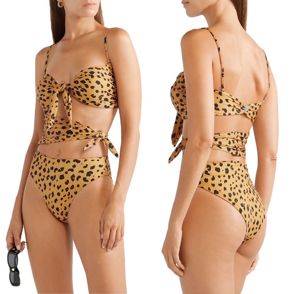 Nicholas convertible cutout knotted leopard print swimsuit bikini size M medium